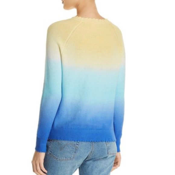 Minnie Rose Women's Blue Distressed Ombré Sweater - Picture 2 of 8